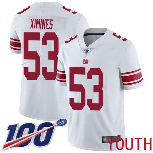 Youth New York Giants #53 Oshane Ximines White Vapor Untouchable Limited Player 100th Season Football NFL Jersey->youth nfl jersey->Youth Jersey